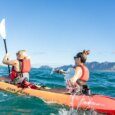 Two women kayaking to the Mokulua Islands in Kailua